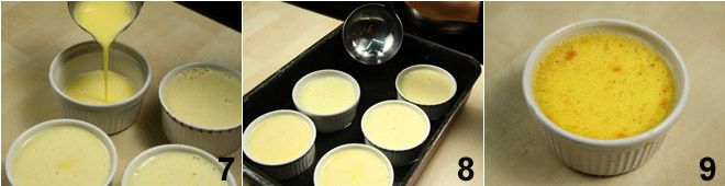 Cho hỗn hợp kem ra cốc - Cách làm kem nướng Creme Brulee