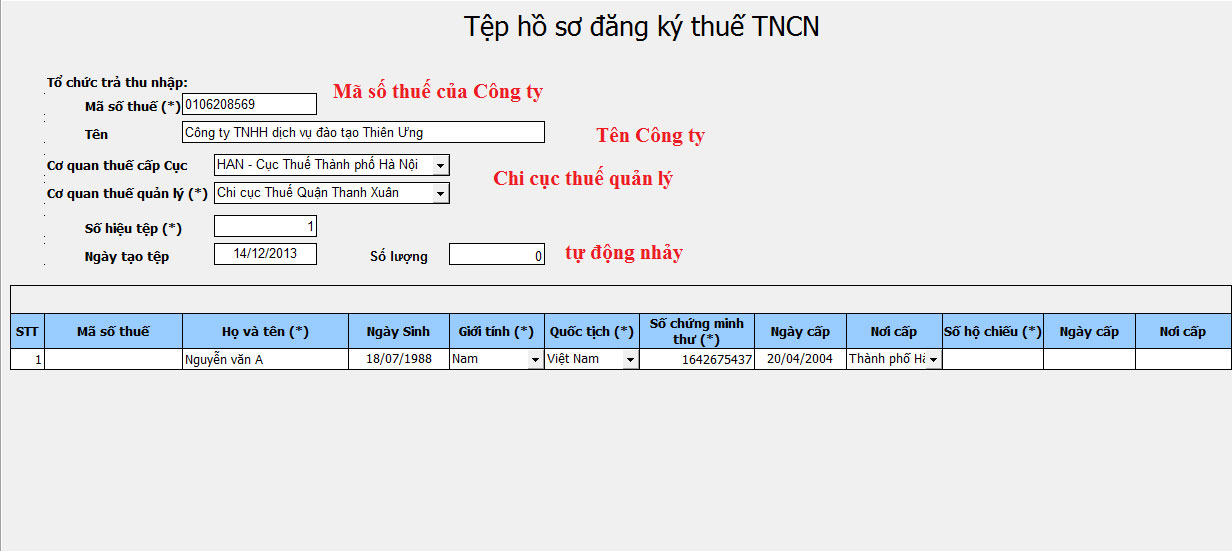 Phần mềm đăng ký MST TNCN 2.7 mới nhất năm 2016